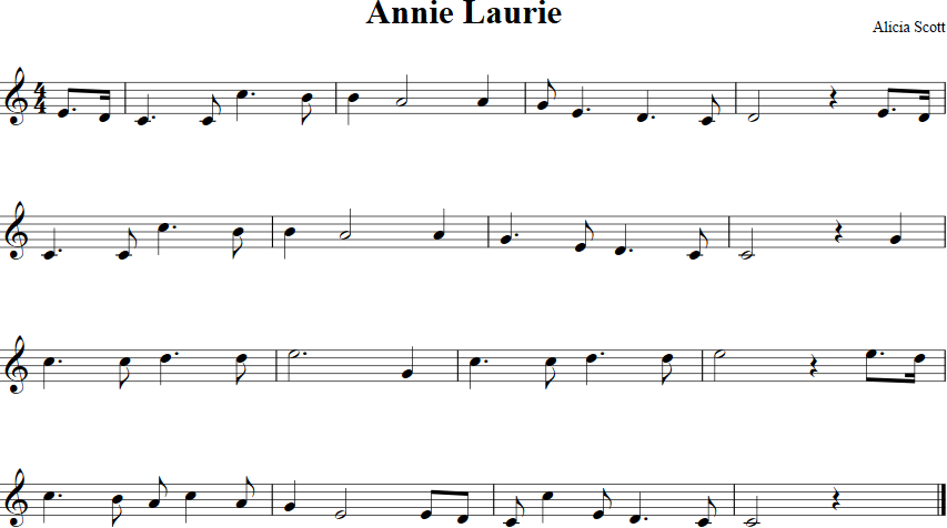 Annie Laurie Violin Sheet Music