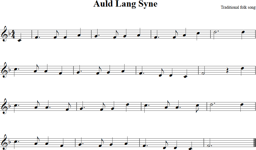 Auld Lang Syne Violin Sheet Music