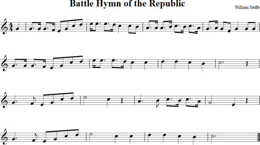 Battle Hymn of the Republic Violin Sheet Music