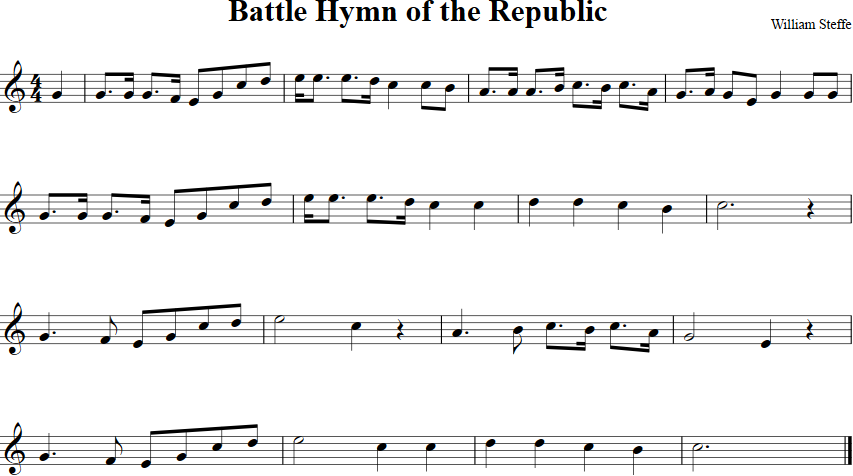 battle hymn of the republic piano sheet music pdf