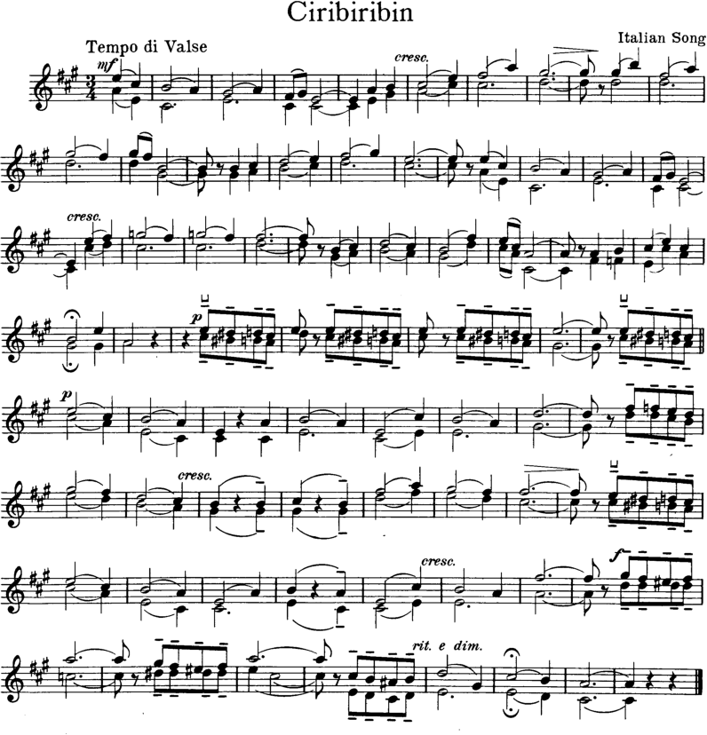 Ciribiribin Violin Sheet Music