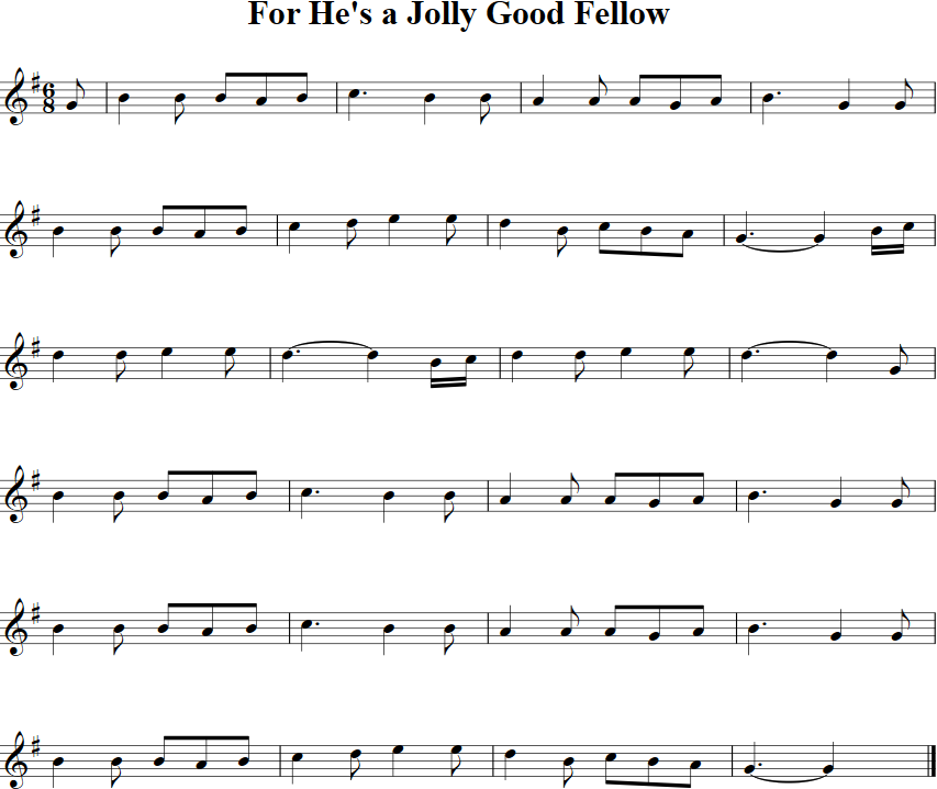 For Hes a Jolly Good Fellow Violin Sheet Music