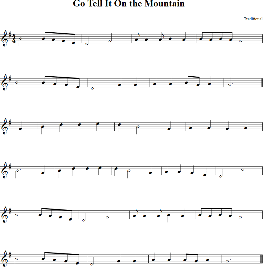 Go Tell It On the Mountain Violin Sheet Music