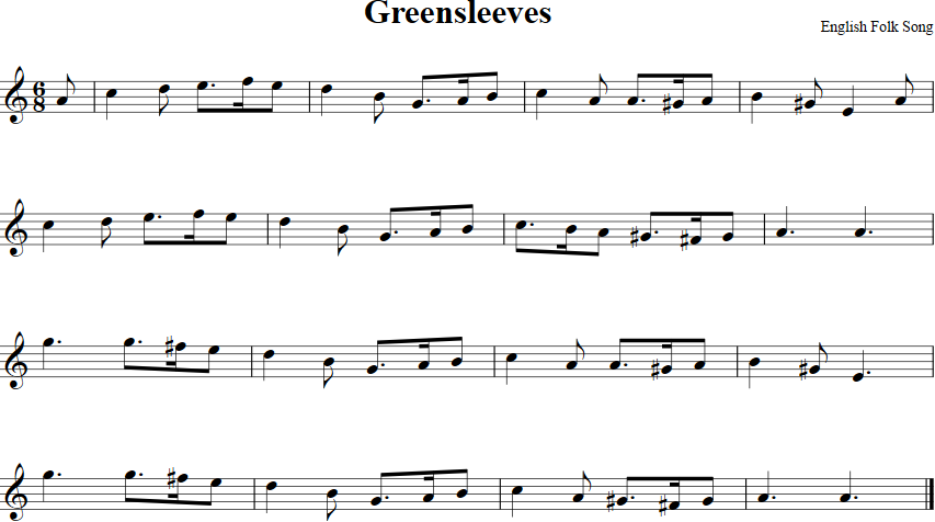 Greensleeves | Free Violin Sheet Music