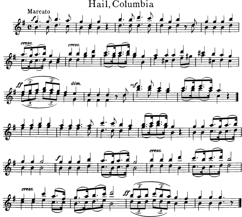 Hail Columbia Violin Sheet Music
