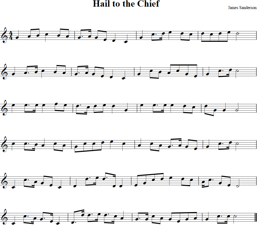 Hail To the Chief Violin Sheet Music