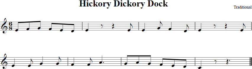 Hickory Dickory Dock Violin Sheet Music