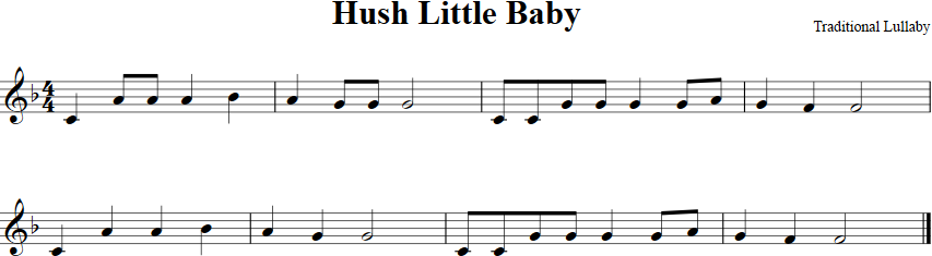 Hush Little Baby Violin Sheet Music