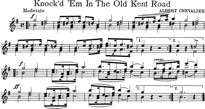 Knocked Em In the Old Kent Road Violin Sheet Music