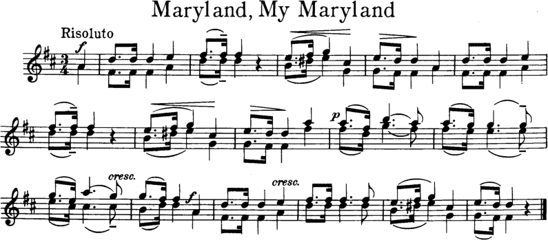 Maryland My Maryland Violin Sheet Music