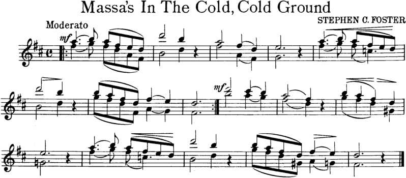 Massa's In the Cold Cold Ground Violin Sheet Music
