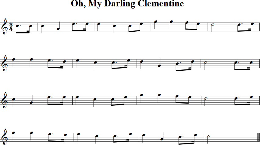 Oh My Darling Clementine Violin Sheet Music