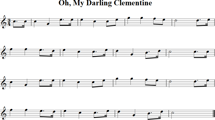 Oh My Darling Clementine Free Violin Sheet Music