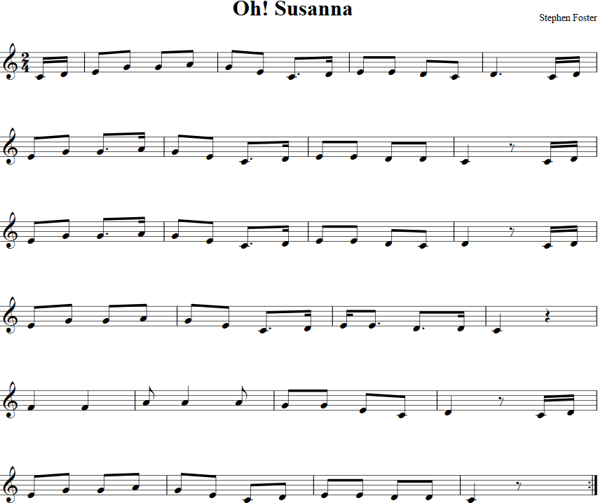 Oh Susanna Violin Sheet Music