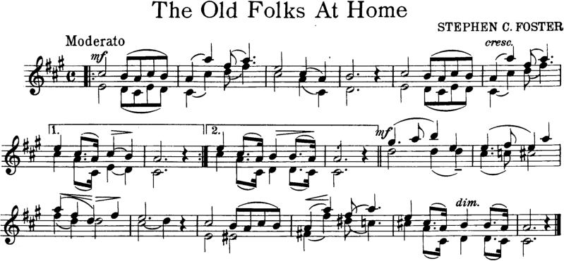 Old Folks At Home Violin Sheet Music