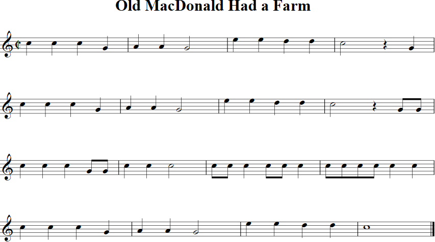Old Macdonald Had a Farm Violin Sheet Music