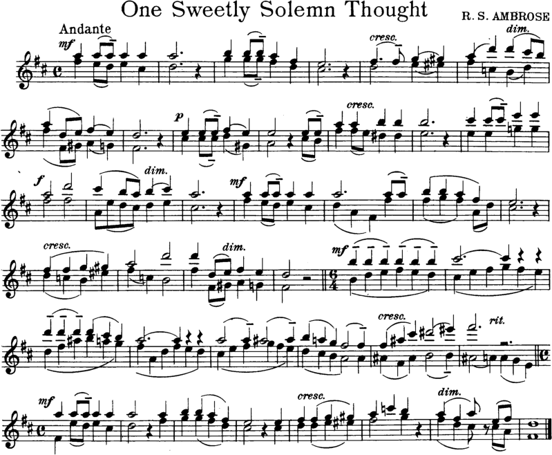 One Sweetly Solemn Thought Violin Sheet Music