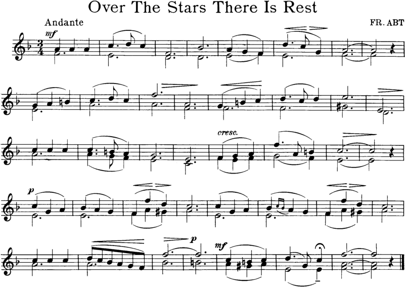 Over the Stars There Is Rest Violin Sheet Music