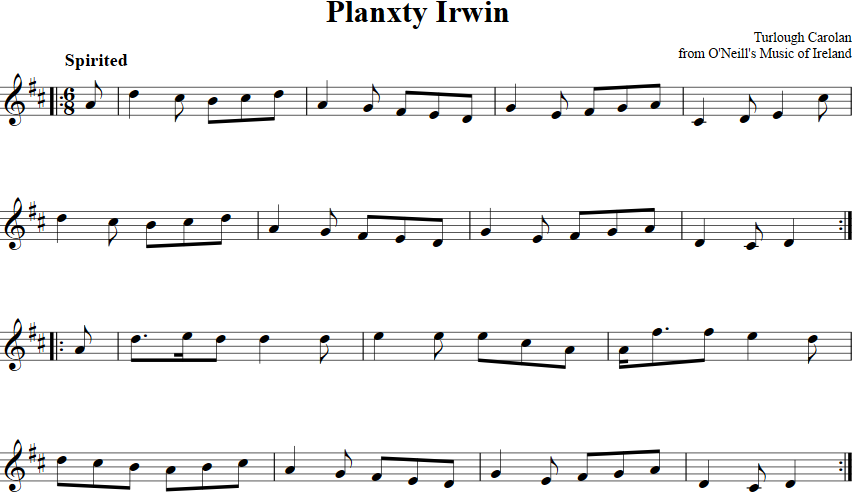 Planxty Irwin Violin Sheet Music
