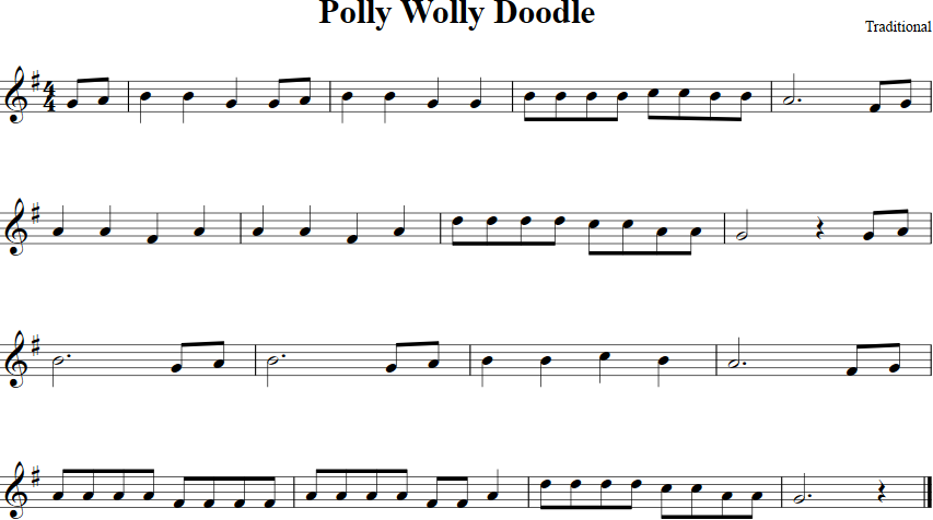 Polly Wolly Doodle Violin Sheet Music