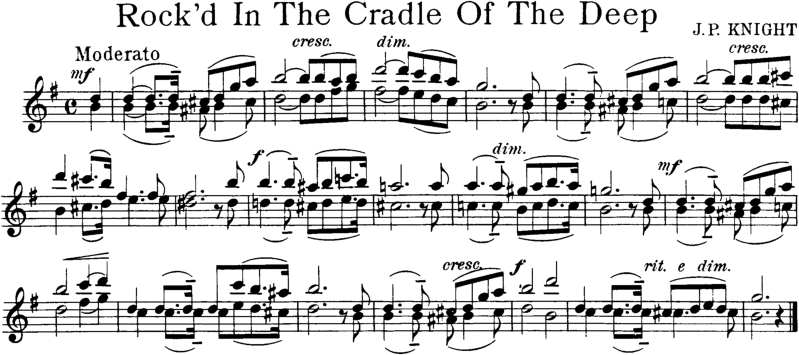 Rocked In the Cradle of the Deep Violin Sheet Music