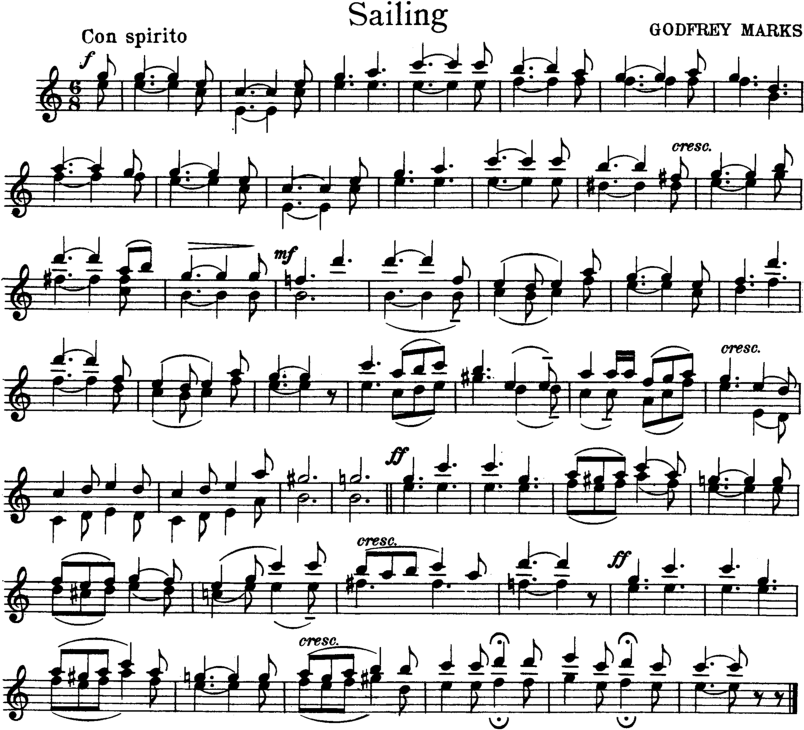 Sailing Violin Sheet Music