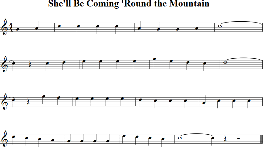 She'll Be Coming Round the Mountain Violin Sheet Music