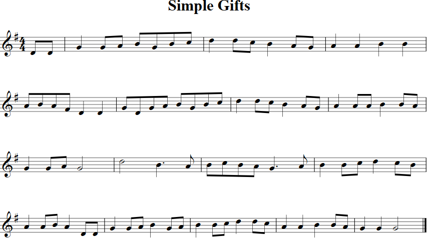 Simple Gifts Violin Sheet Music