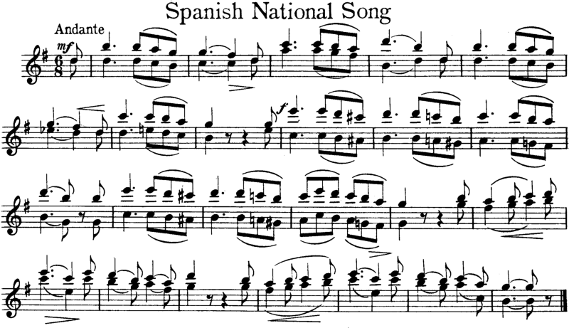 Spanish National Song Violin Sheet Music