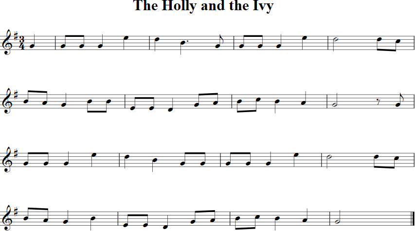 The Holly And the Ivy Violin Sheet Music