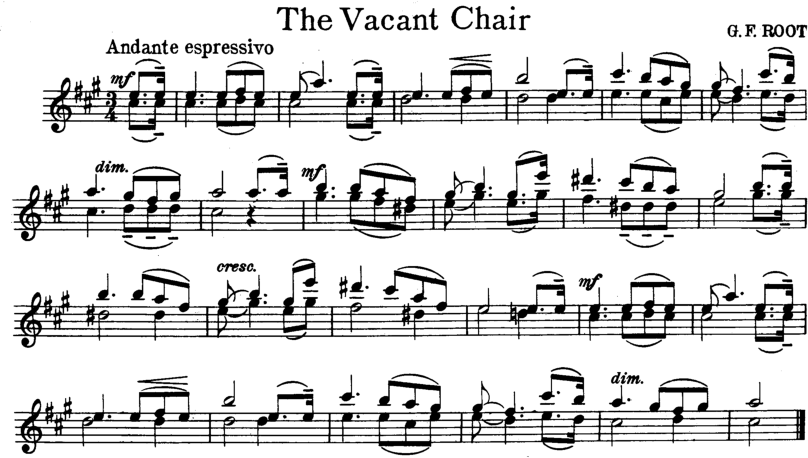 The Vacant Chair Violin Sheet Music