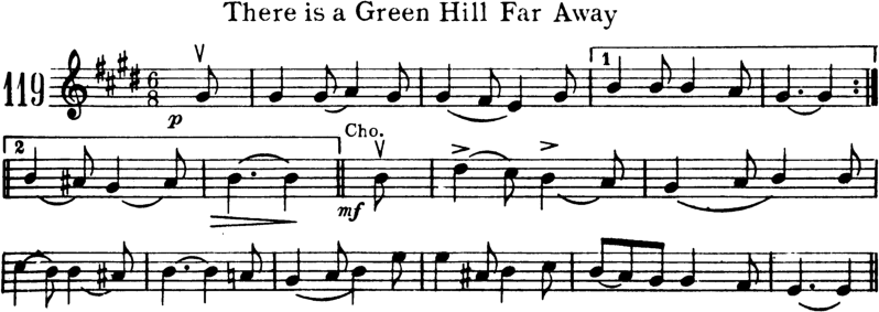 There Is a Green Hill Far Away Violin Sheet Music
