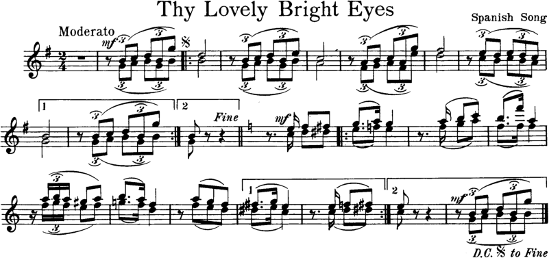 Thy Lovely Bright Eyes Violin Sheet Music