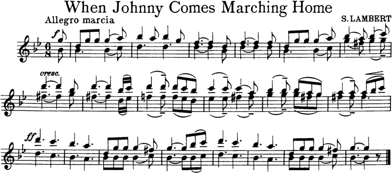 When Johnny Comes Marching Home Violin Sheet Music