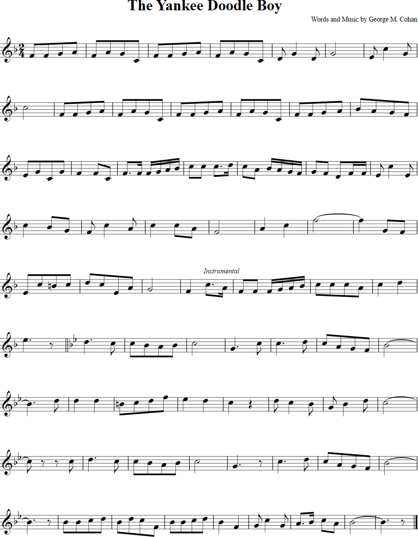Yankee Doodle Dandy Violin Sheet Music